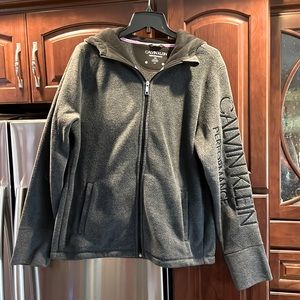 Ladies Calvin Klein, gray size large performance fleece hoodie, gently worn.